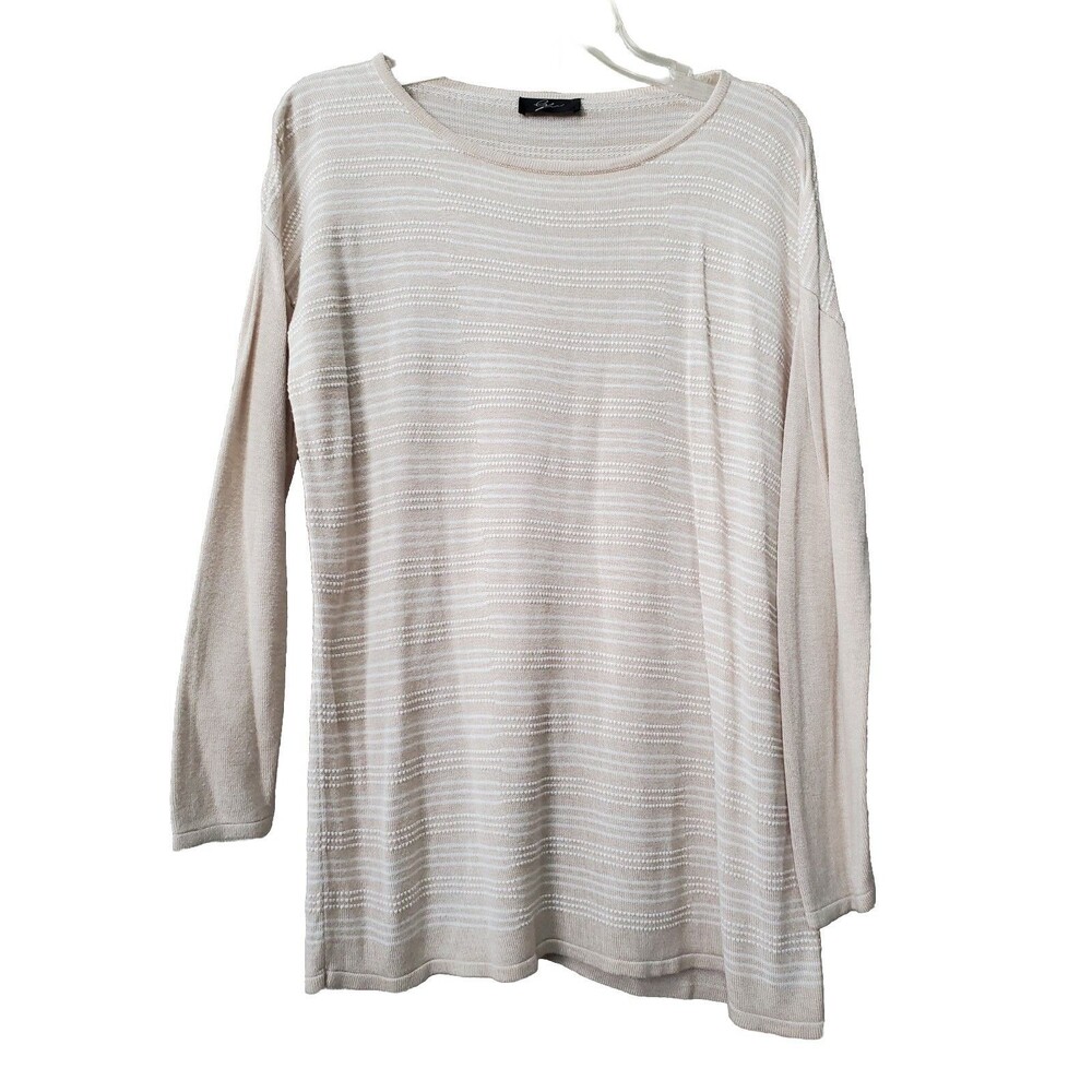 Cyrus Knits Rayon Textured Lightweight Beige Pullover Sweater Tunic Size Large